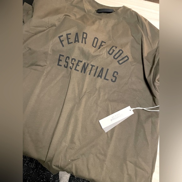 Fear of God Essentials Olive Crew Neck T-Shirt - Picture 5 of 5